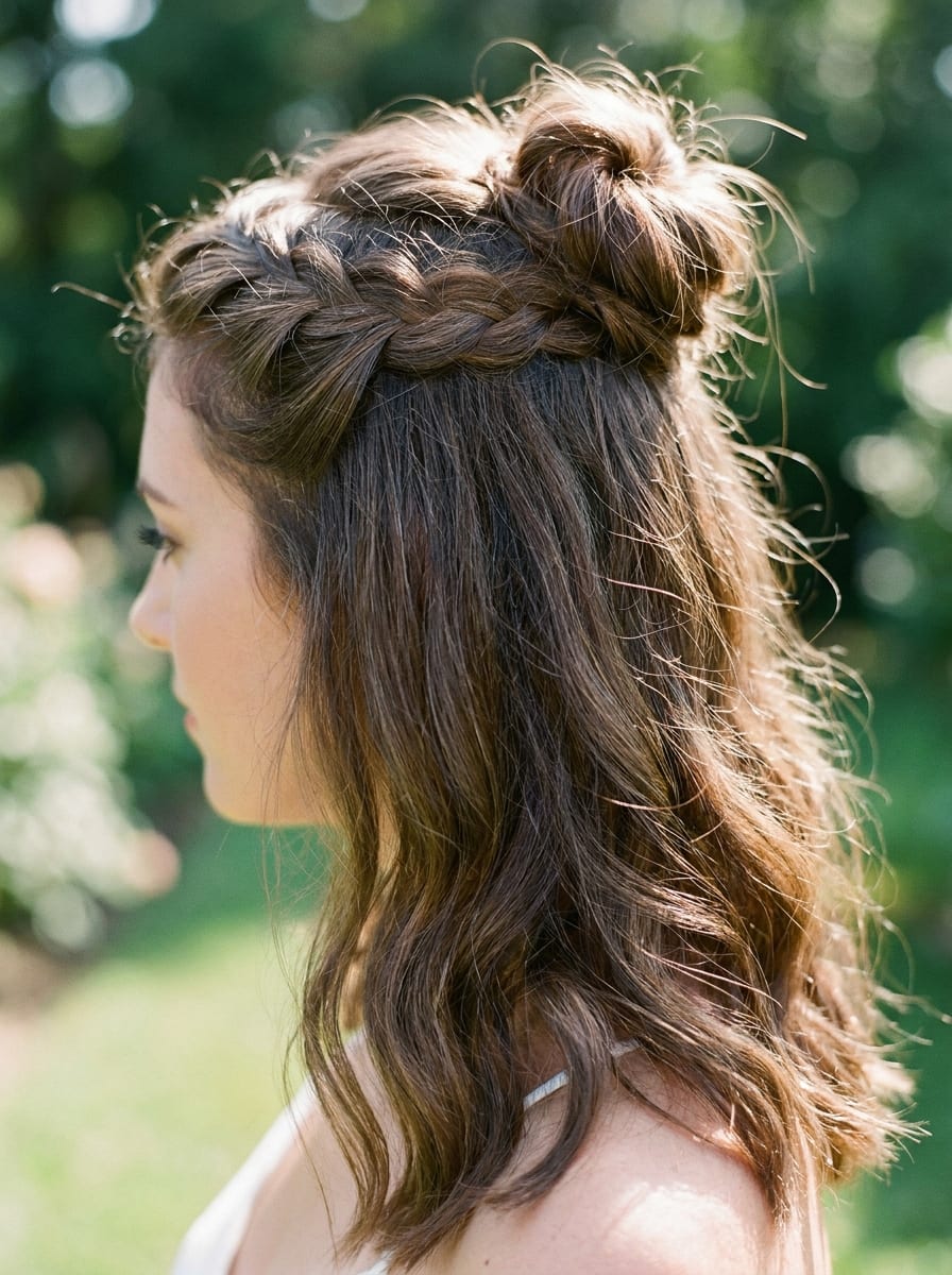 Geflochtener Half-up Ponytail - Flechtfrisur mittellang